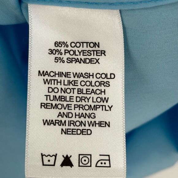 Foxcroft Long Sleeve Button Front Pullover Non Iron Shirt Blue Large - Picture 8 of 9